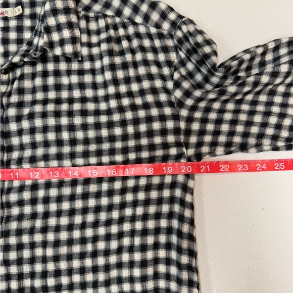 FAHERTY Olli Top - Moonlit Gingham S Black & Cream Checked Half Button Blouse - Picture 8 of 12